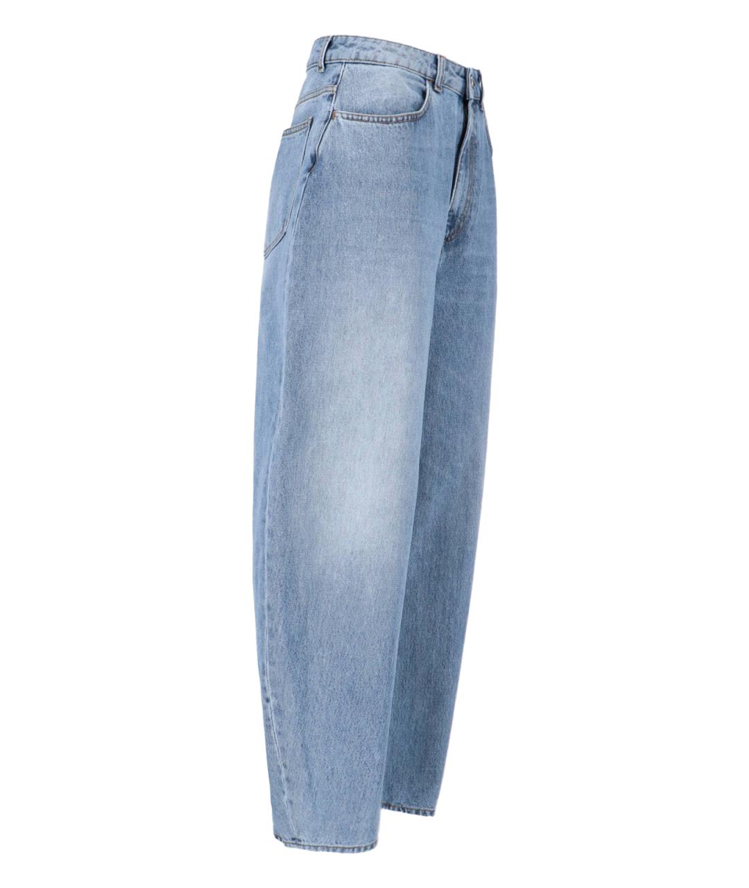 ROHE Синие хлопковые прямые джинсы, фото 3