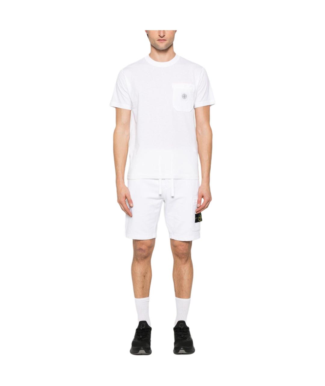 STONE ISLAND Белая футболка, фото 3