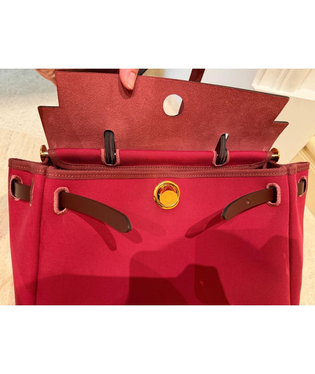 HERMES Бордовая хлопковая сумка через плечо, фото 5