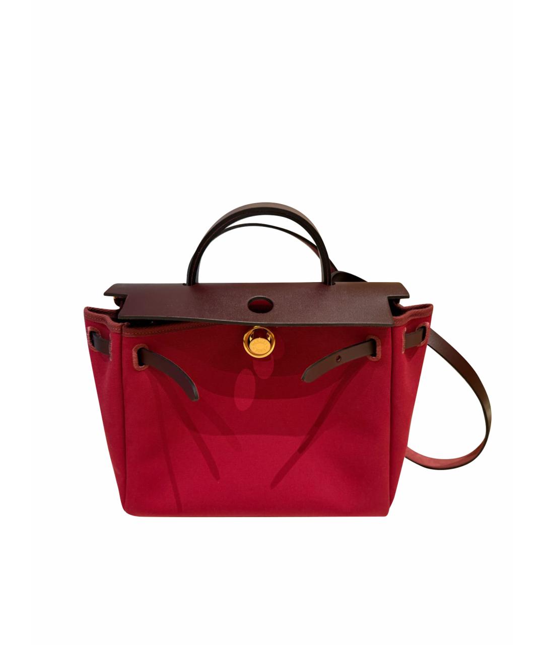 HERMES Бордовая хлопковая сумка через плечо, фото 1