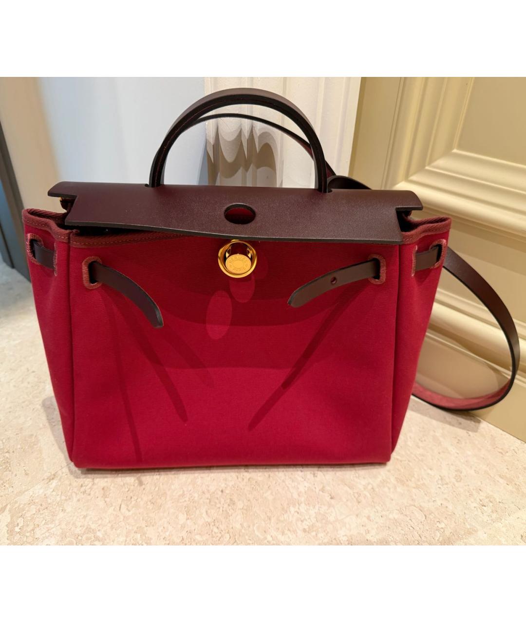 HERMES Бордовая хлопковая сумка через плечо, фото 8