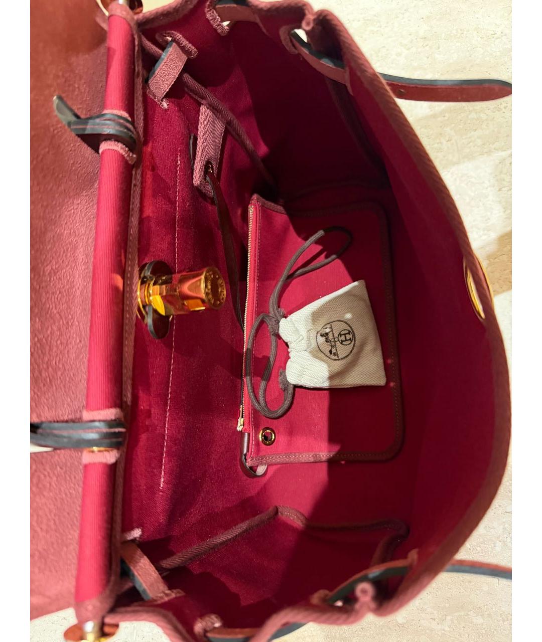 HERMES Бордовая хлопковая сумка через плечо, фото 6
