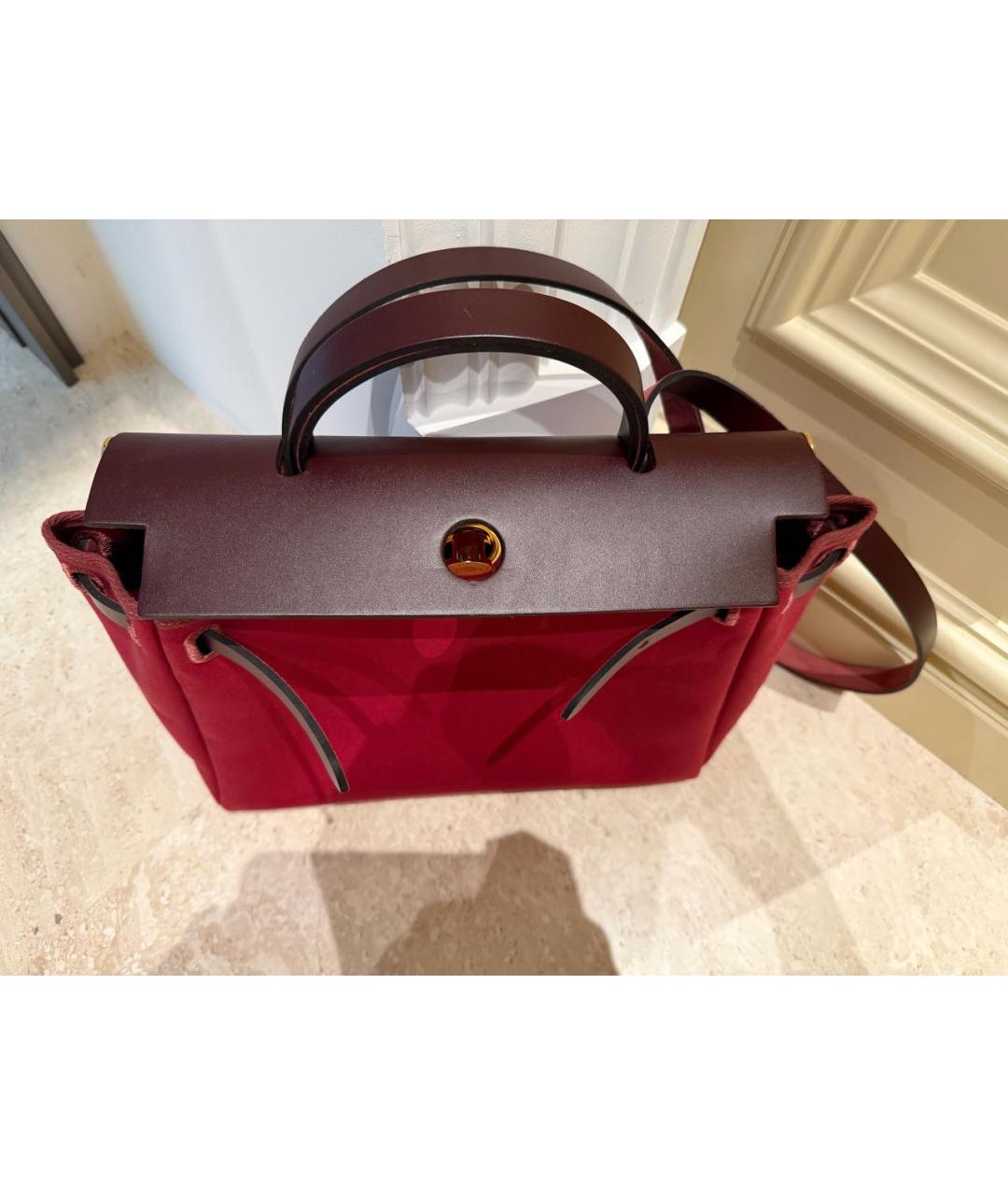HERMES Бордовая хлопковая сумка через плечо, фото 2