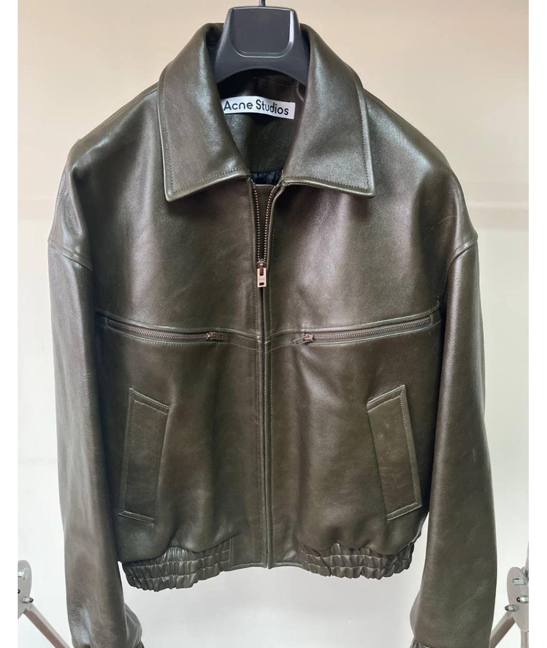 ACNE STUDIOS Зеленая кожаная куртка, фото 9