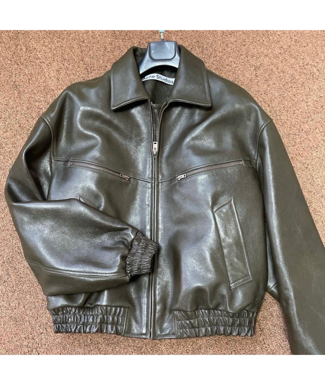 ACNE STUDIOS Зеленая кожаная куртка, фото 8