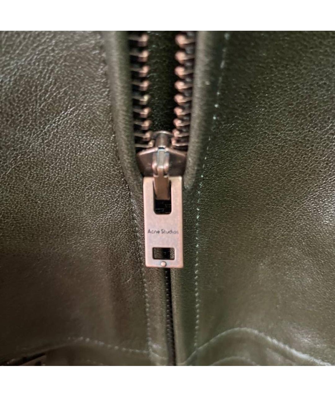 ACNE STUDIOS Зеленая кожаная куртка, фото 4