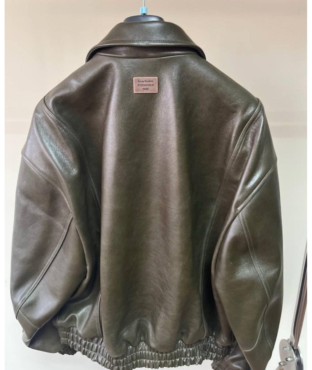 ACNE STUDIOS Зеленая кожаная куртка, фото 2