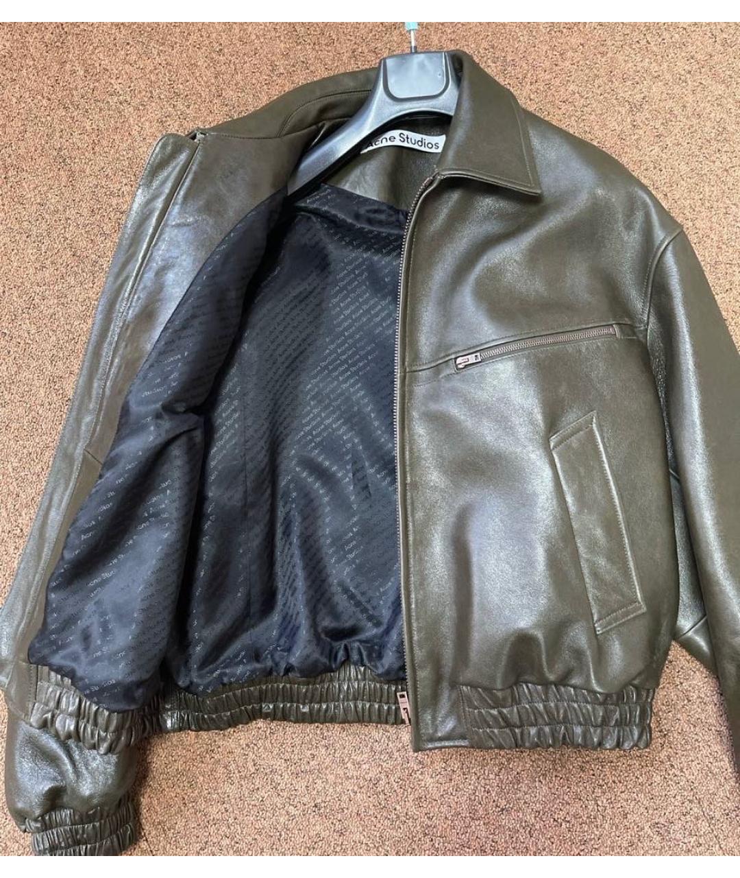 ACNE STUDIOS Зеленая кожаная куртка, фото 6