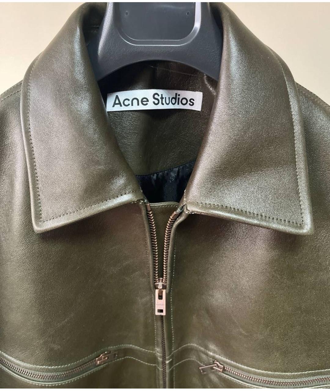 ACNE STUDIOS Зеленая кожаная куртка, фото 3