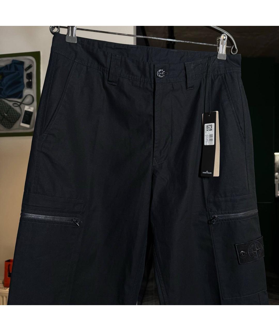 STONE ISLAND Черные хлопковые повседневные брюки, фото 4