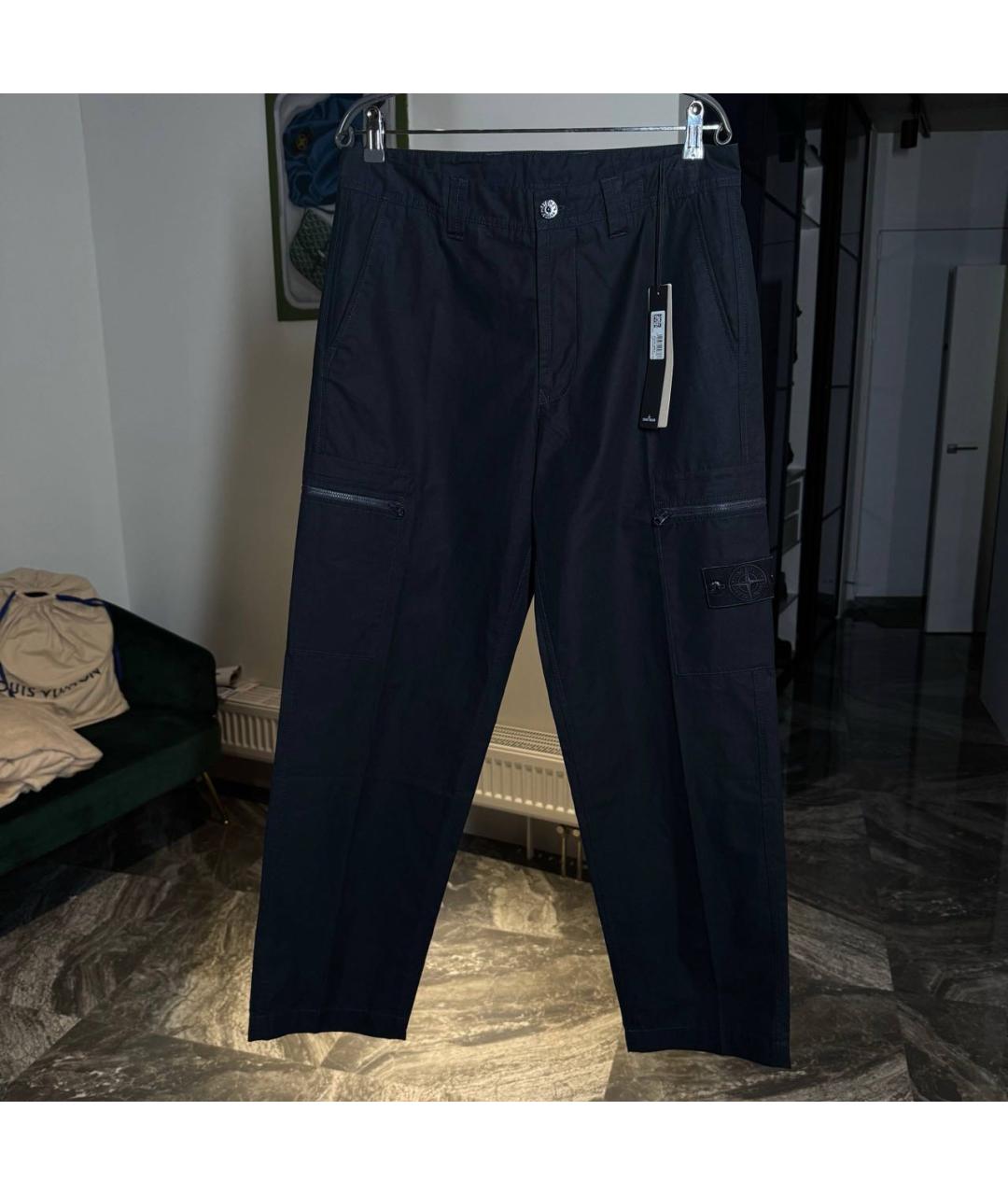 STONE ISLAND Черные хлопковые повседневные брюки, фото 5