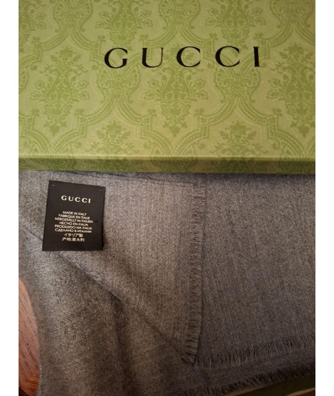 GUCCI Серый кашемировый шарф, фото 3