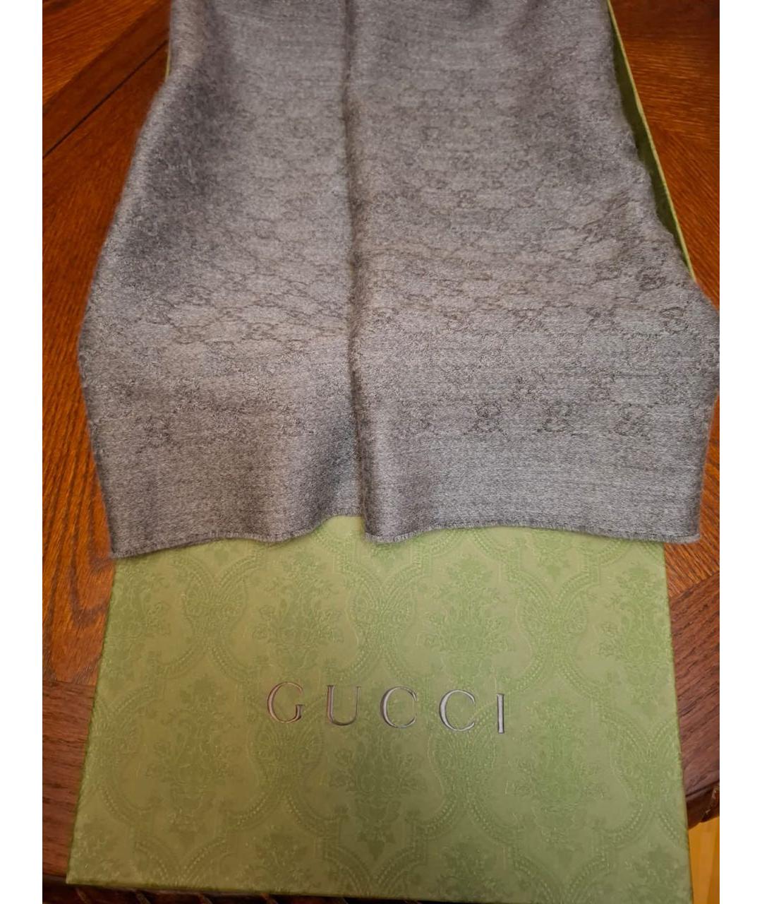 GUCCI Серый кашемировый шарф, фото 2