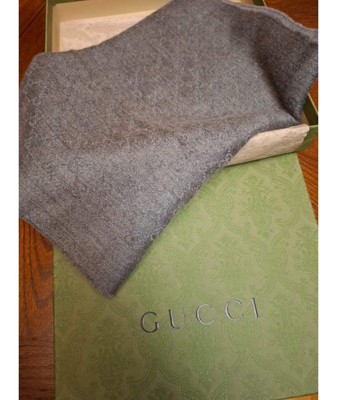 GUCCI Серый кашемировый шарф, фото 4