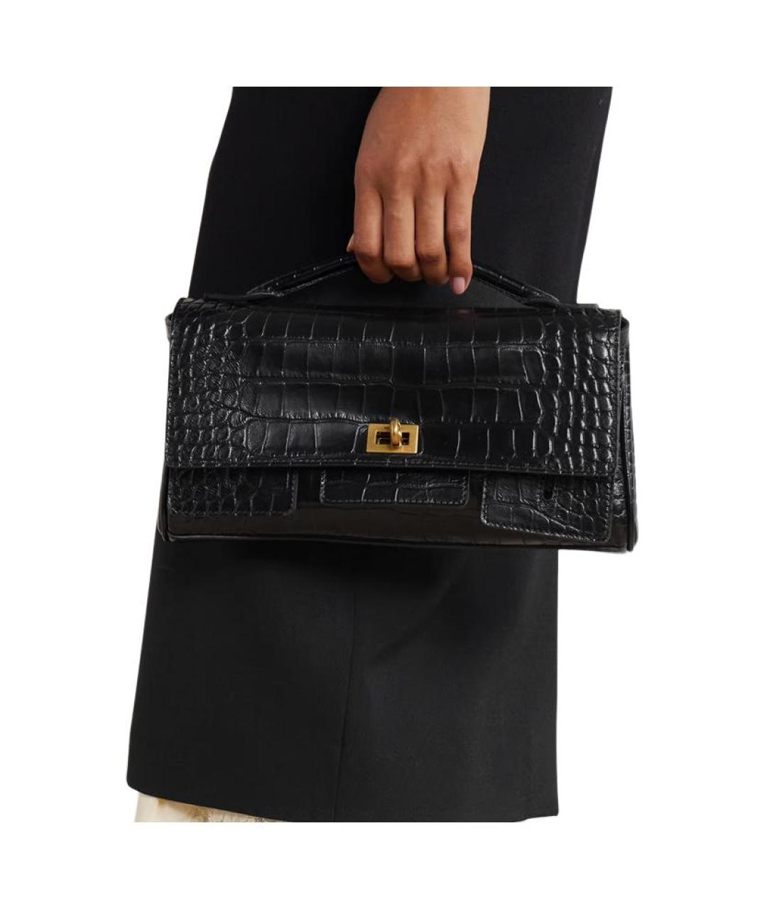 BALENCIAGA Черная кожаная сумка с короткими ручками, фото 5