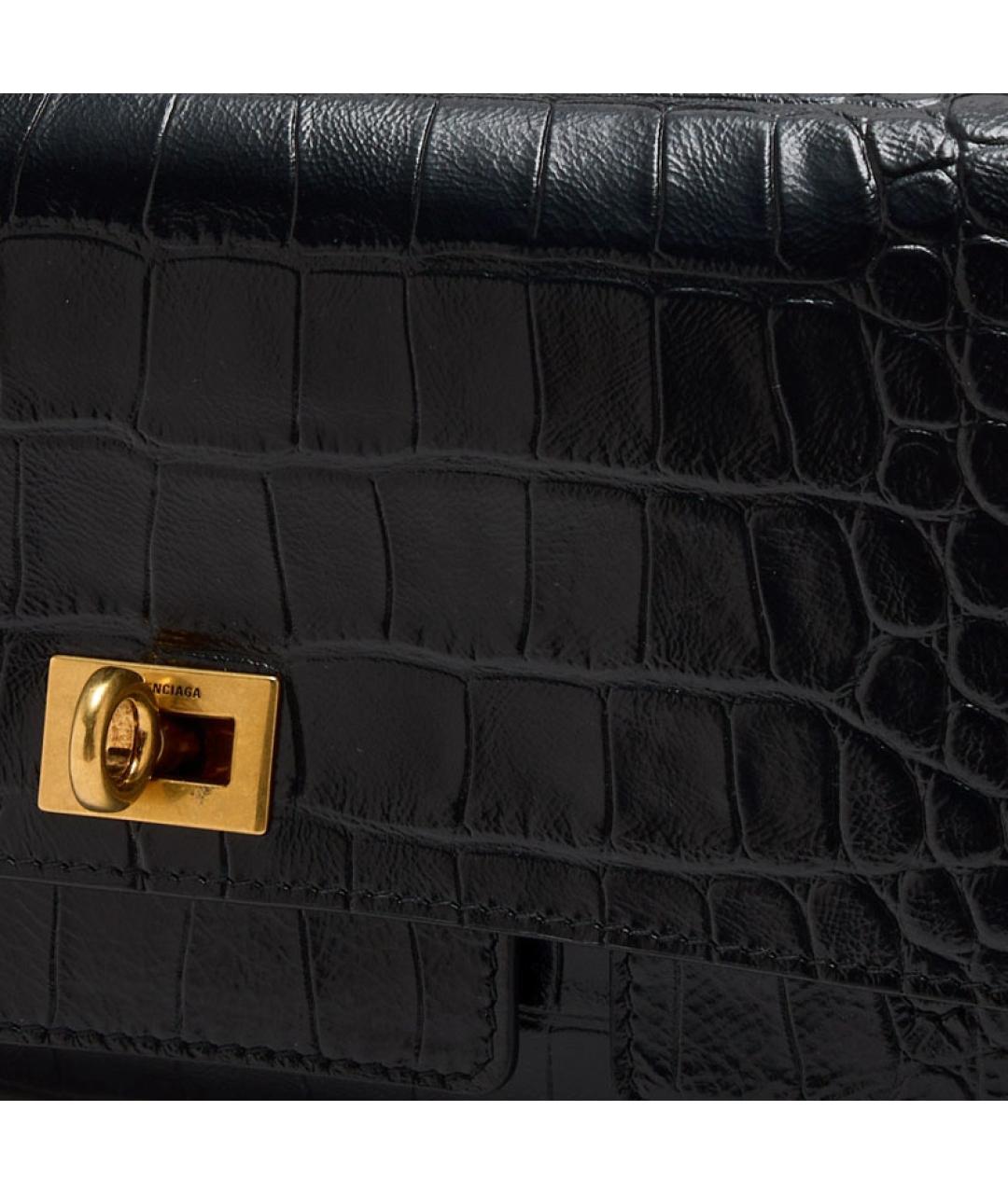 BALENCIAGA Черная кожаная сумка с короткими ручками, фото 4