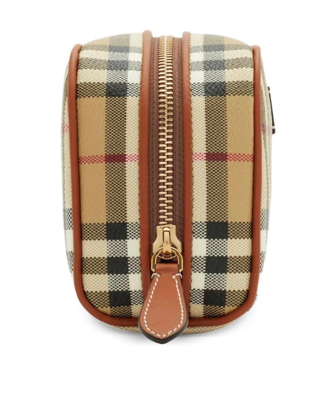 BURBERRY Бежевая косметичка из искусственной кожи, фото 3