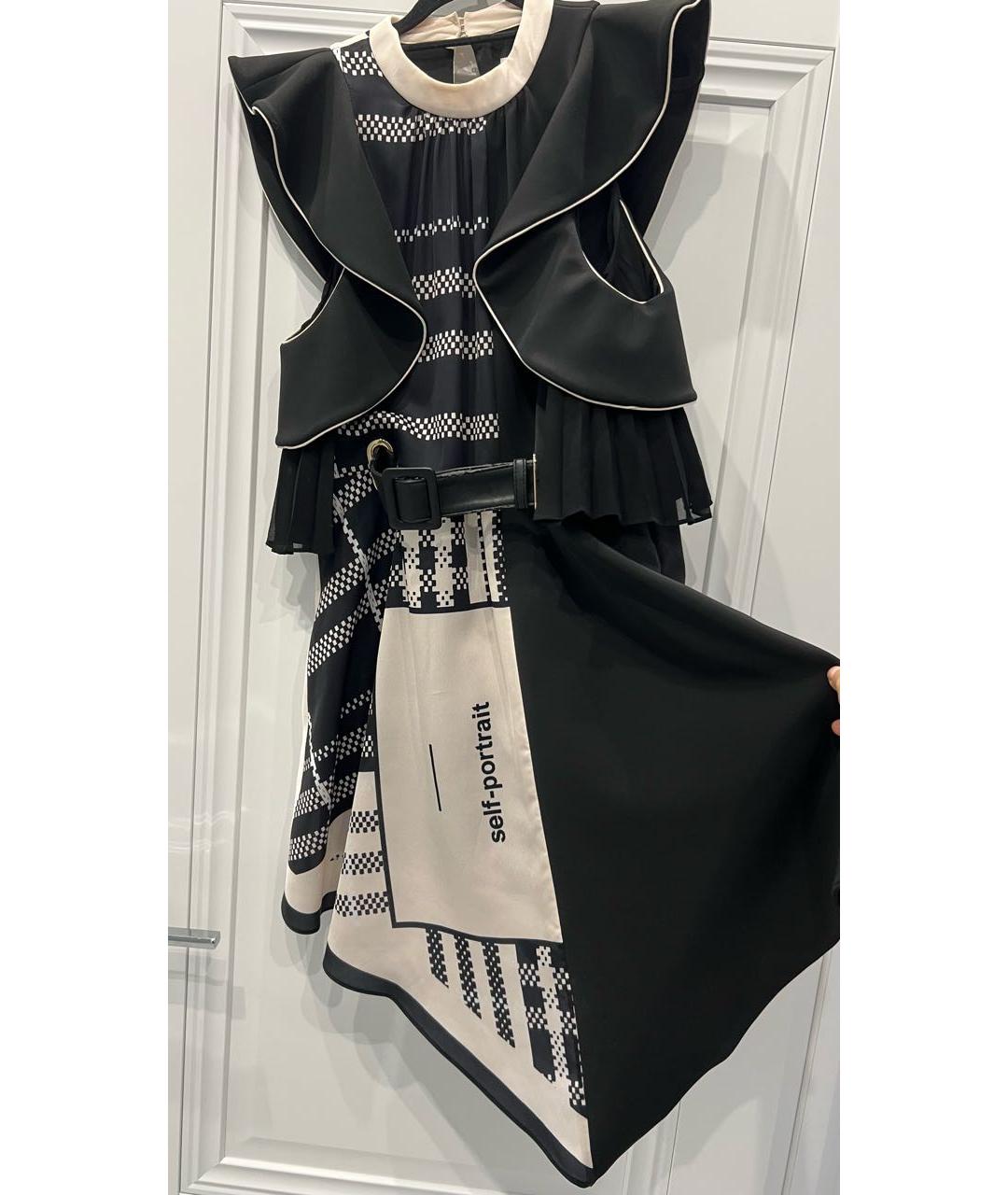 SELF-PORTRAIT Черное шелковое коктейльное платье, фото 5