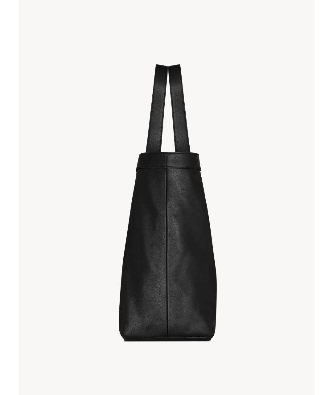 SAINT LAURENT Черная кожаная сумка тоут, фото 4