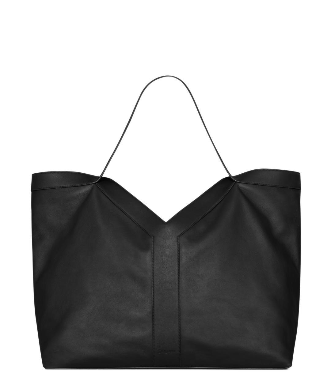 SAINT LAURENT Черная кожаная сумка тоут, фото 1