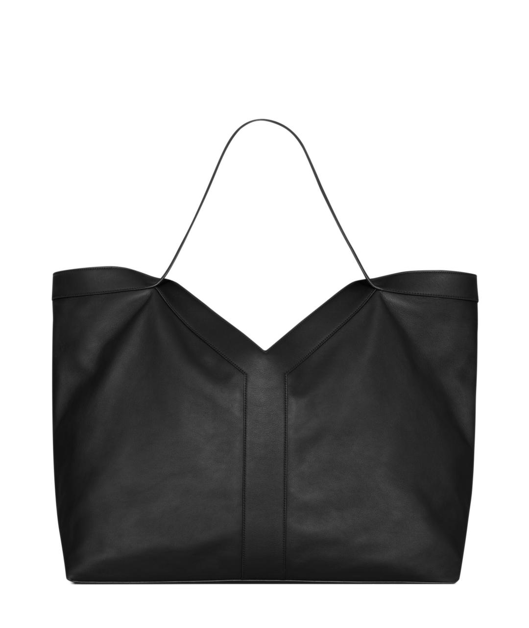 SAINT LAURENT Черная кожаная сумка тоут, фото 2