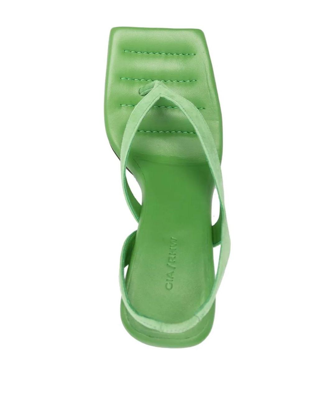 GIABORGHINI Зеленые кожаные босоножки, фото 2