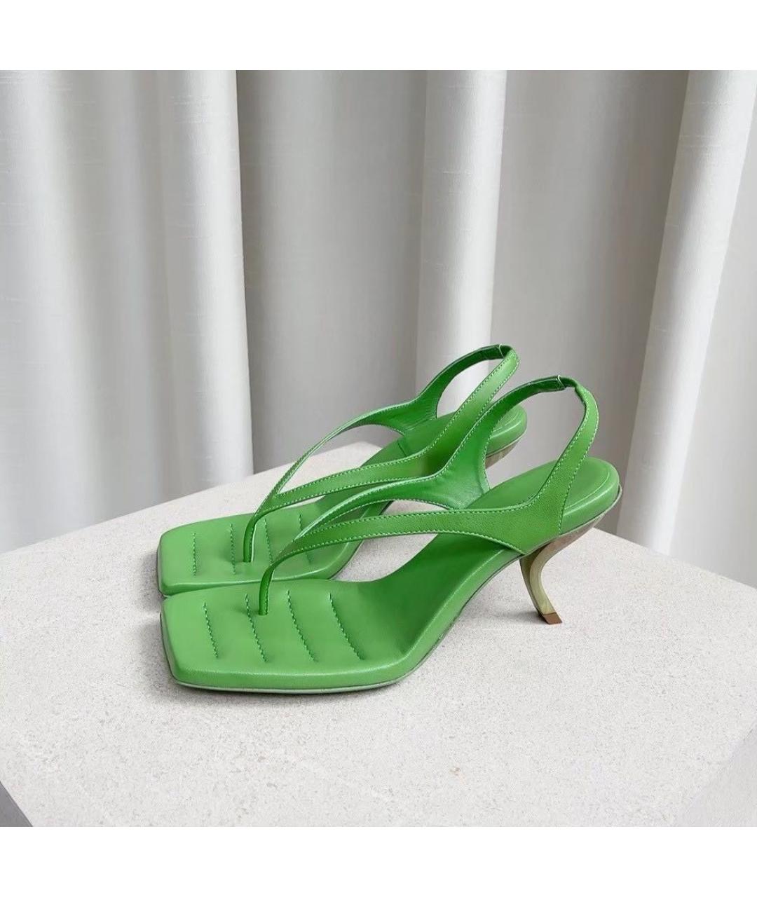 GIABORGHINI Зеленые кожаные босоножки, фото 3