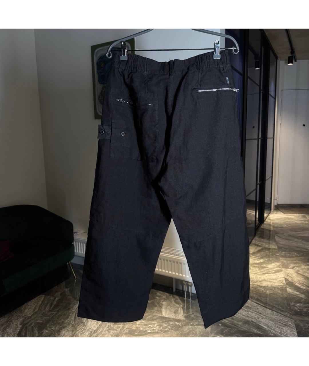 STONE ISLAND Черные хлопковые повседневные брюки, фото 2