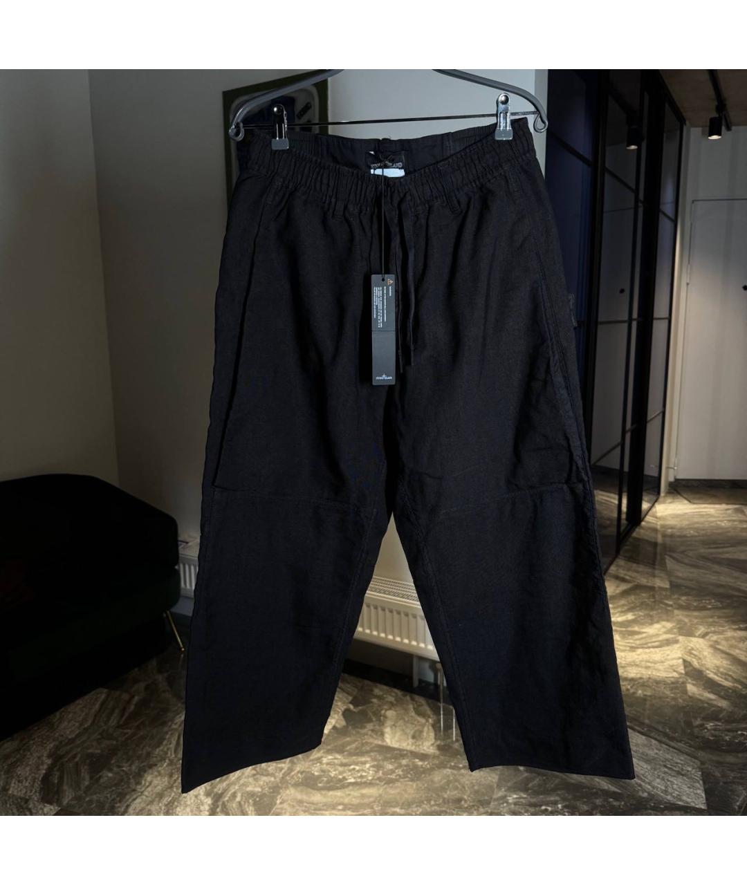 STONE ISLAND Черные хлопковые повседневные брюки, фото 5