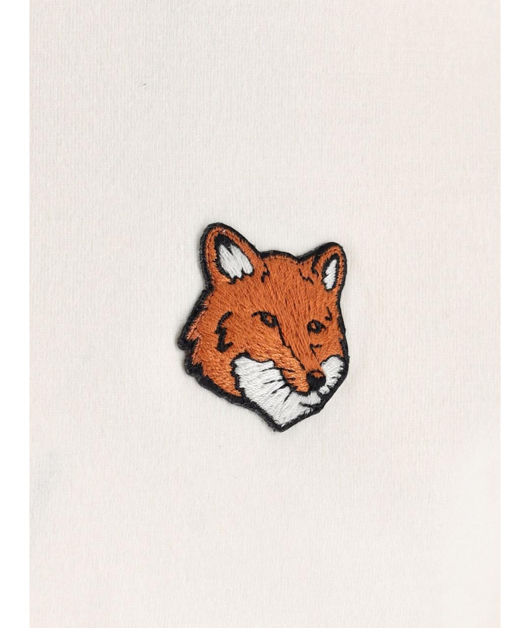 MAISON KITSUNE Бежевая хлопковая футболка, фото 3