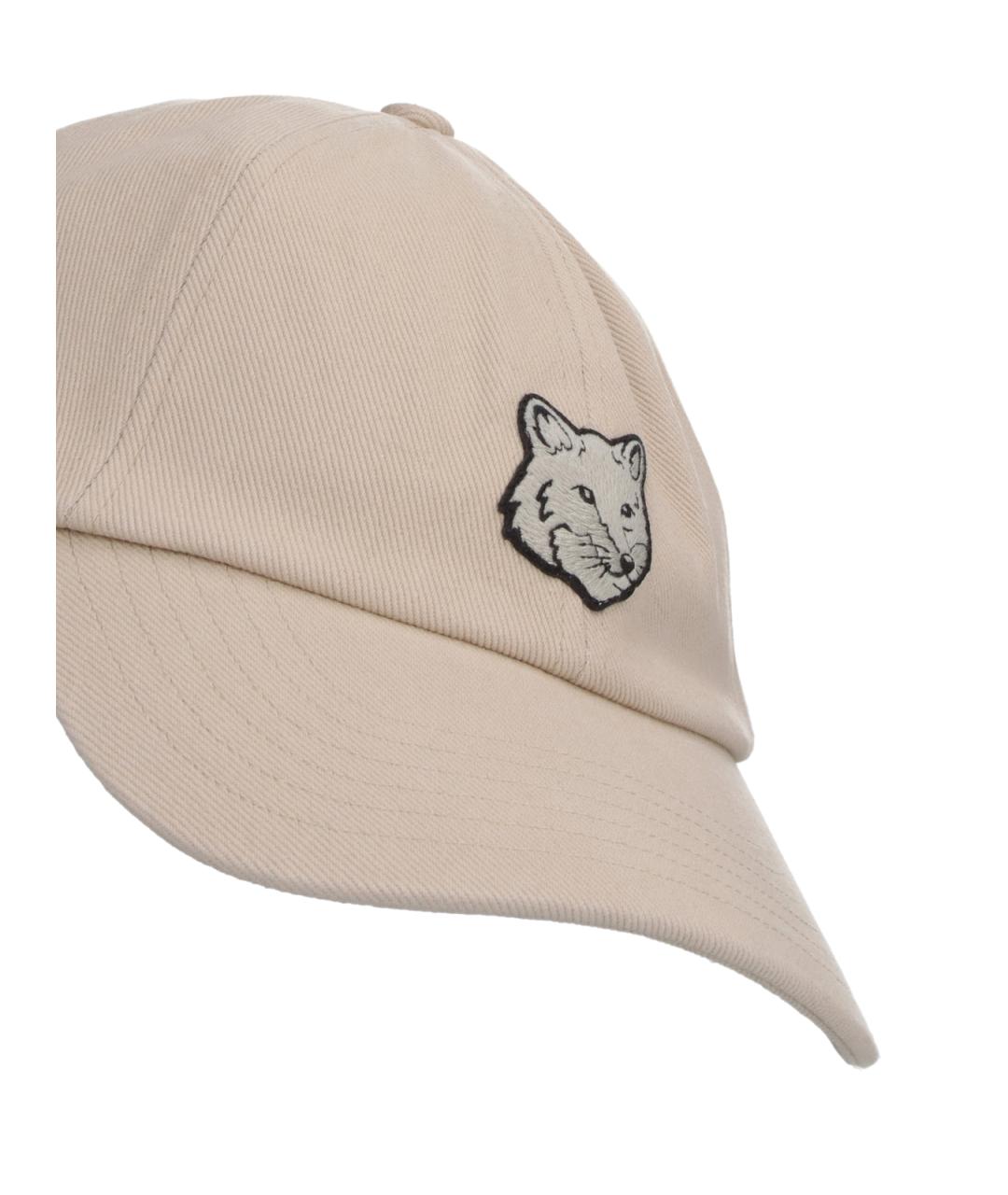 MAISON KITSUNE Бежевая хлопковая кепка, фото 3