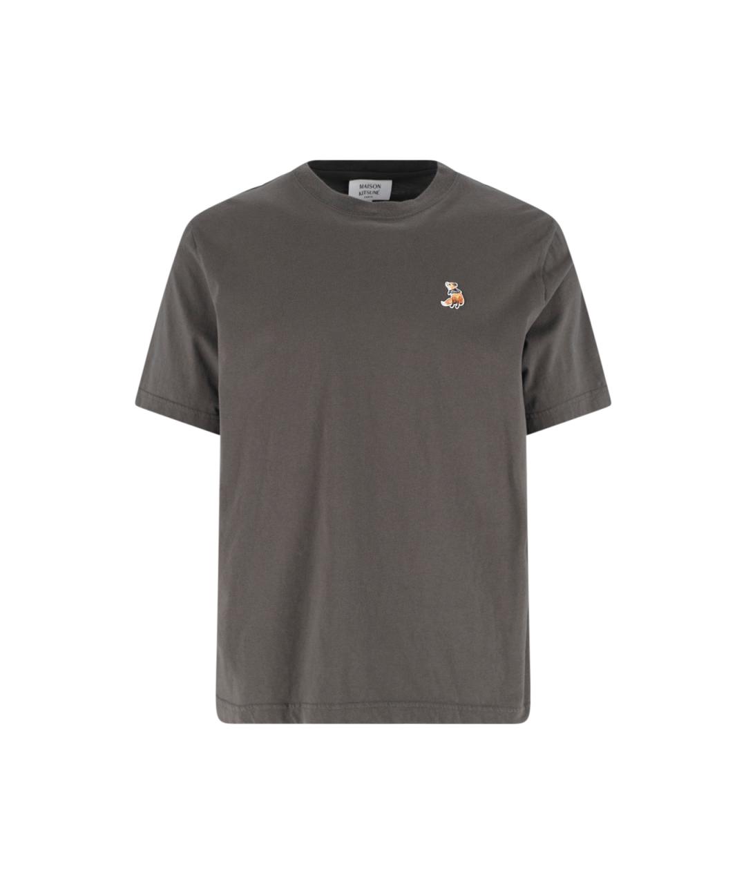 MAISON KITSUNE Серая хлопковая футболка, фото 1