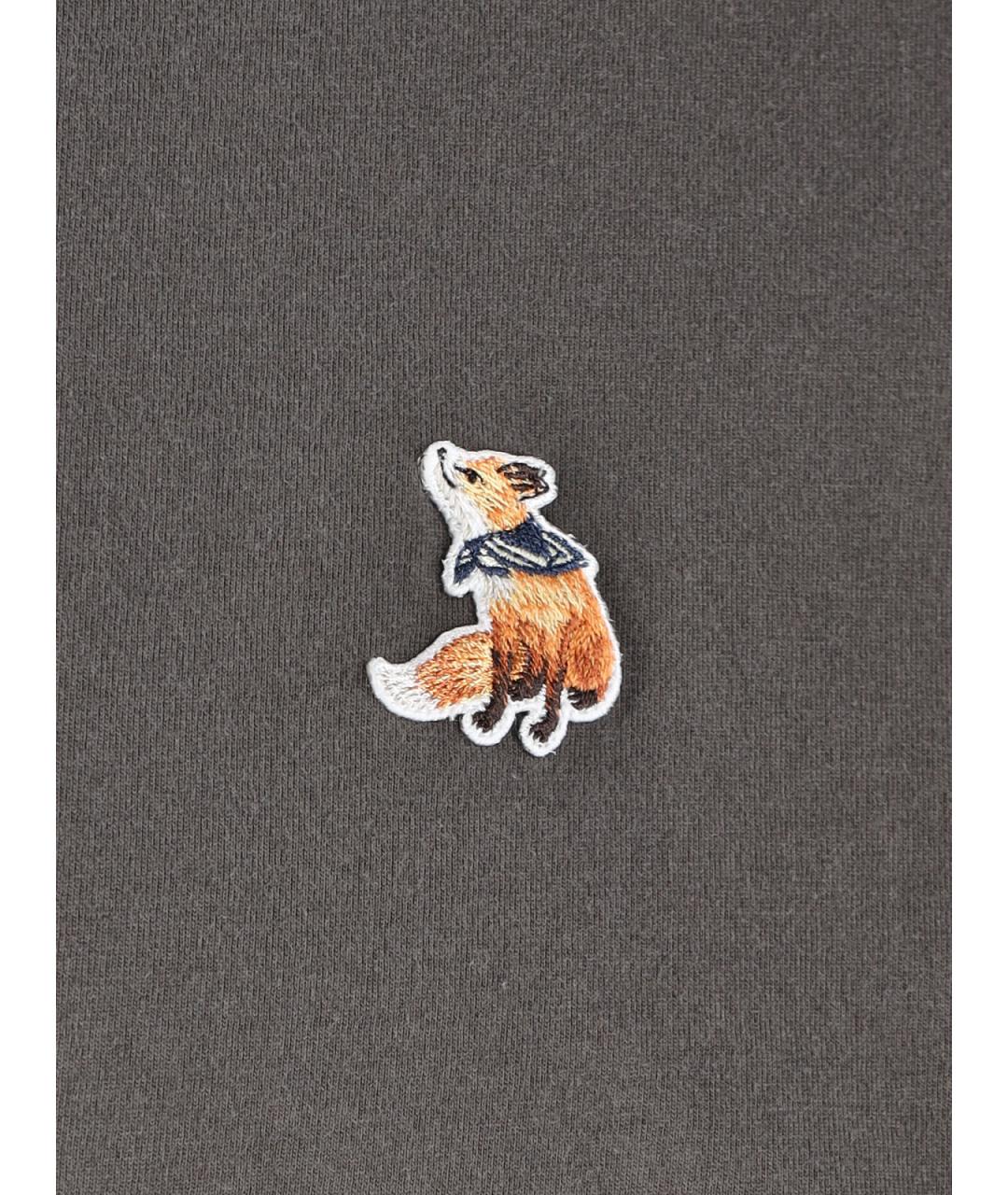 MAISON KITSUNE Серая хлопковая футболка, фото 3