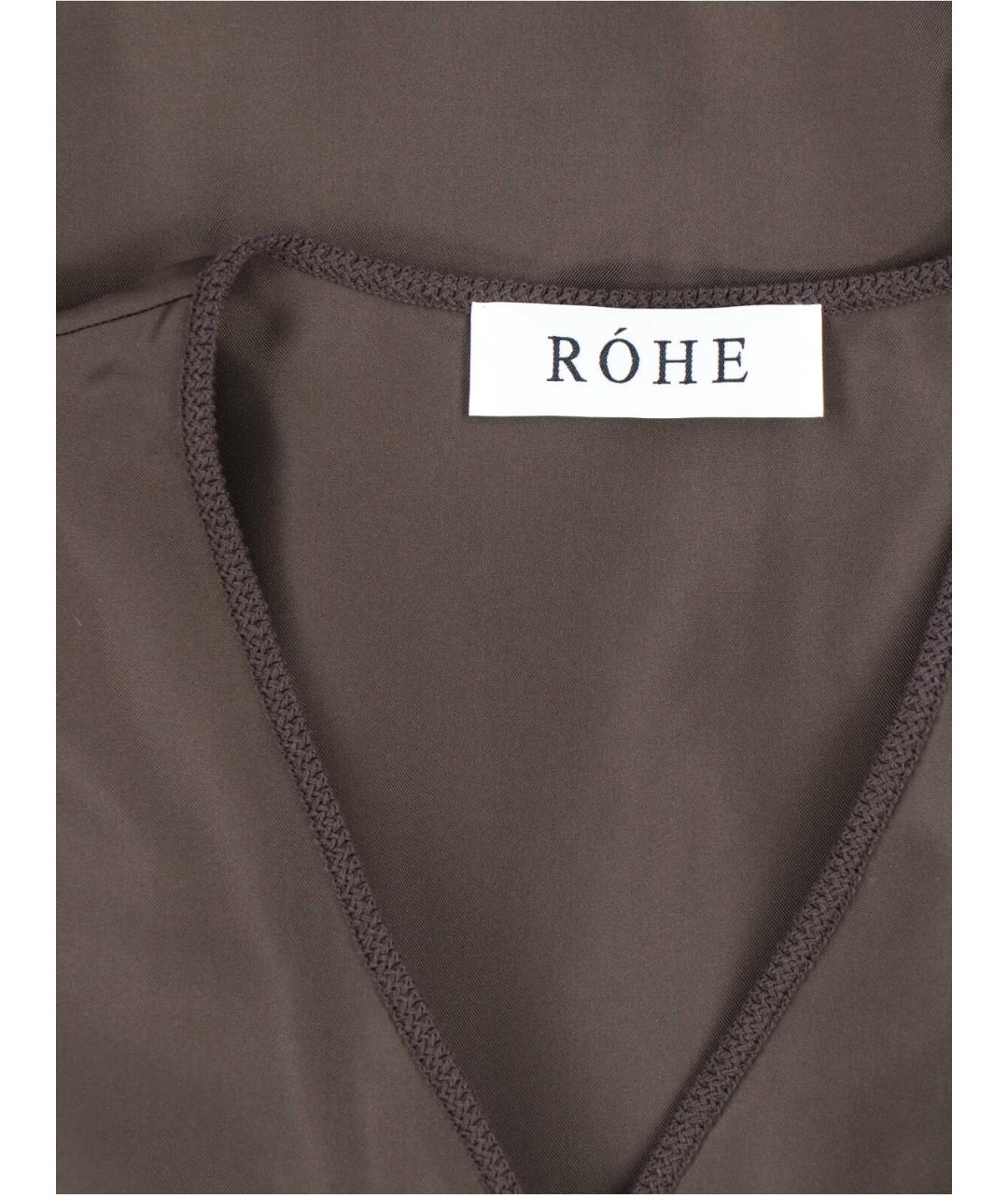 ROHE Коричневое шелковое повседневное платье, фото 5