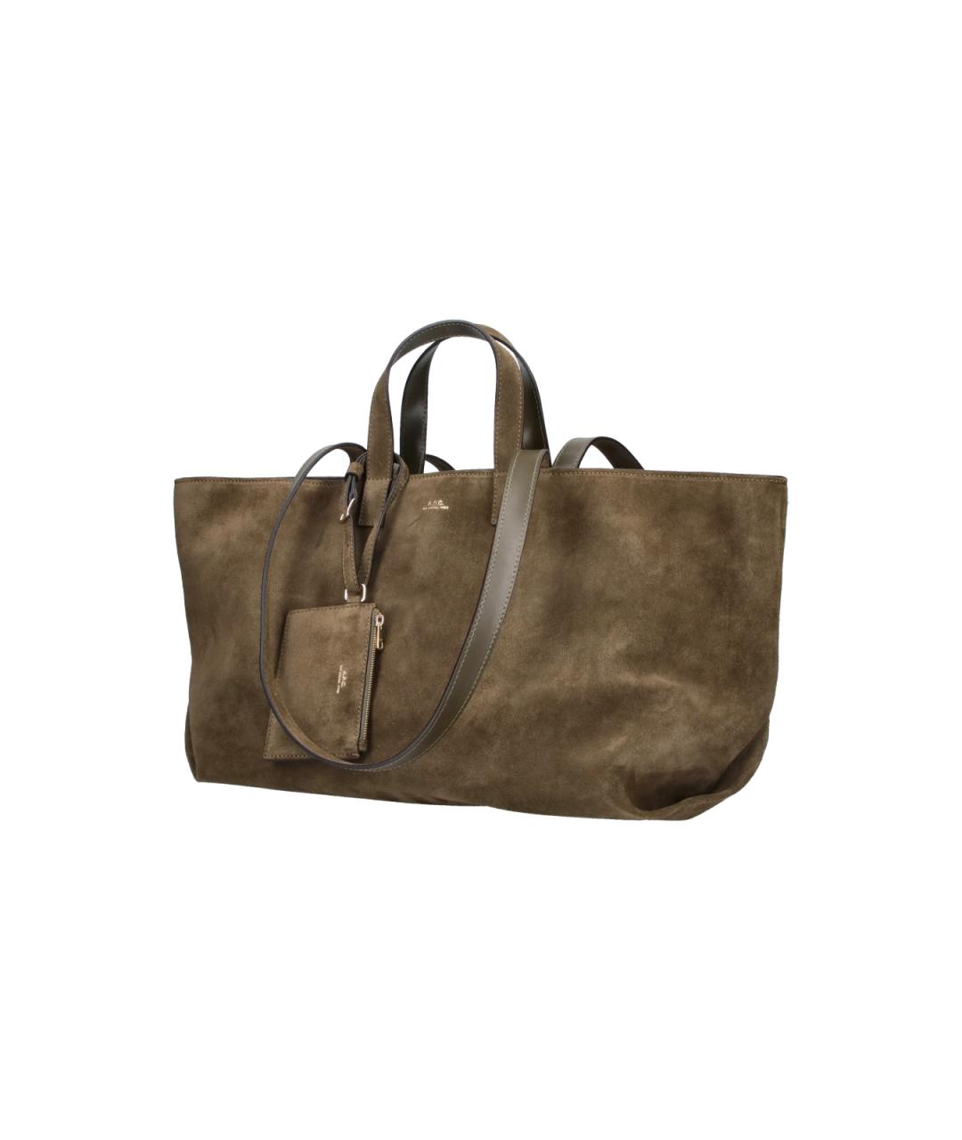 A.P.C. Хаки замшевая сумка тоут, фото 2