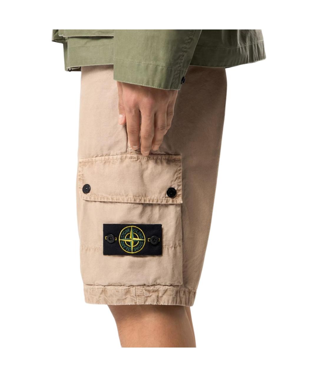 STONE ISLAND Бежевые шорты, фото 4