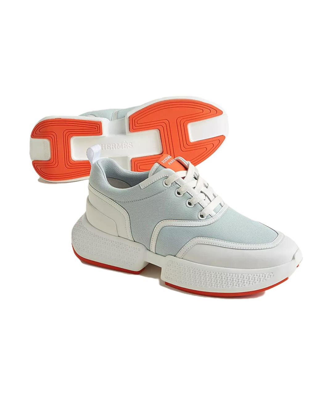 HERMES Зеленые кожаные кроссовки, фото 5