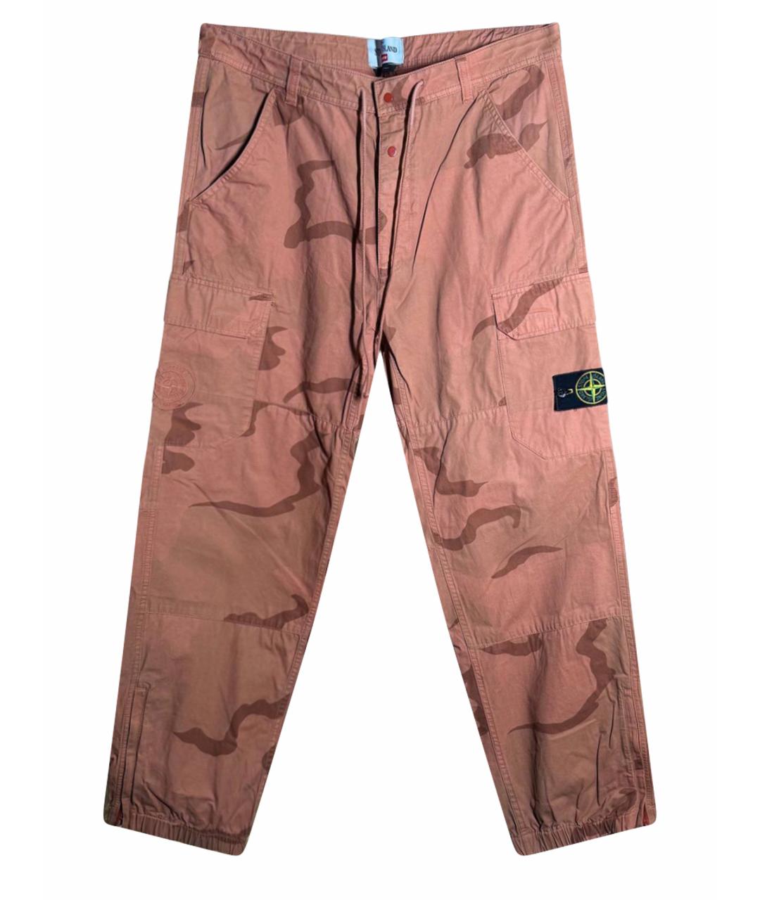 STONE ISLAND Коралловые хлопковые повседневные брюки, фото 1