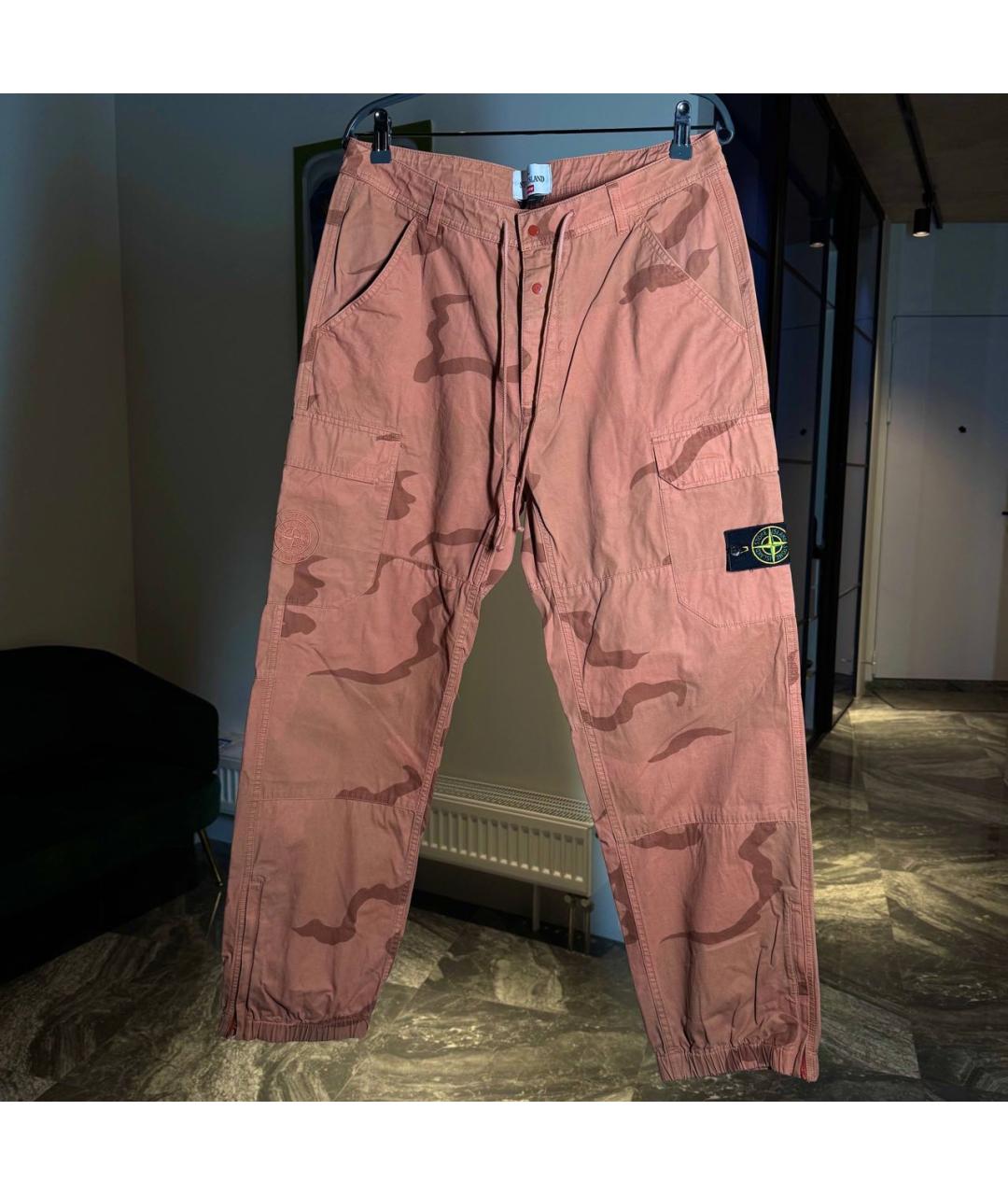 STONE ISLAND Коралловые хлопковые повседневные брюки, фото 5