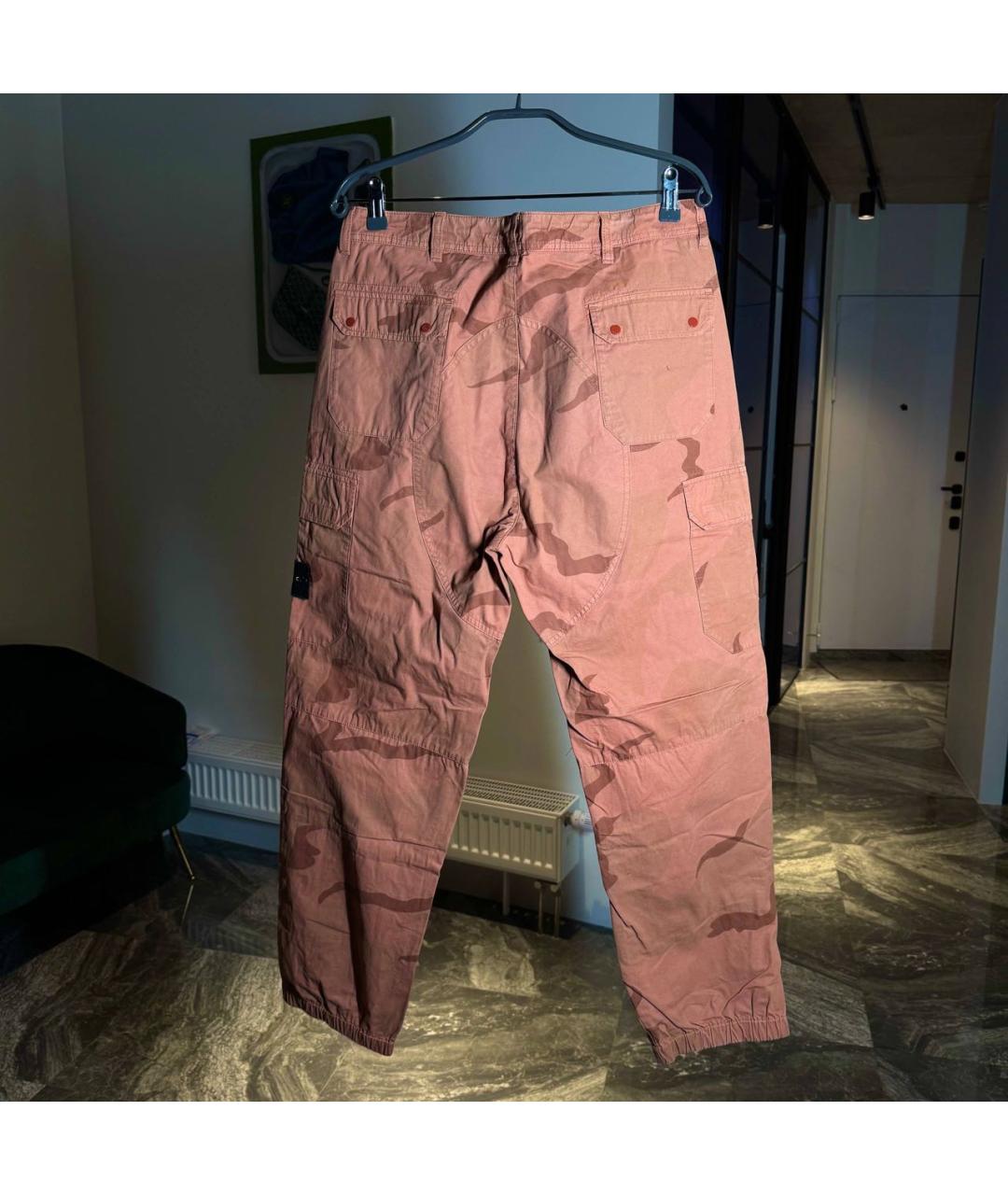 STONE ISLAND Коралловые хлопковые повседневные брюки, фото 2