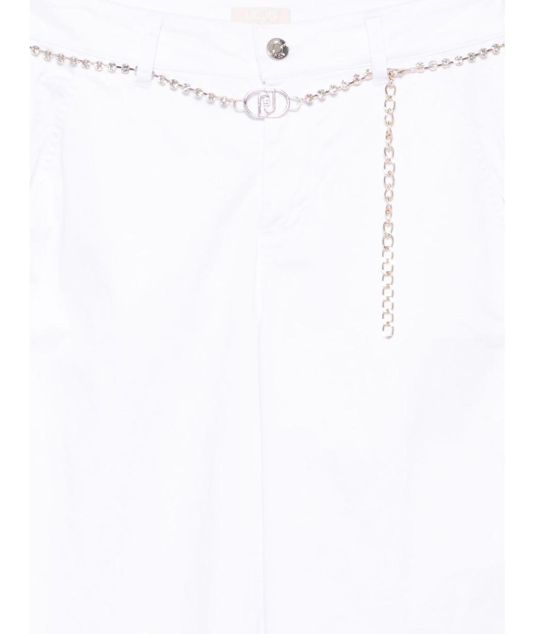 LIU JO Белые хлопковые прямые брюки, фото 2