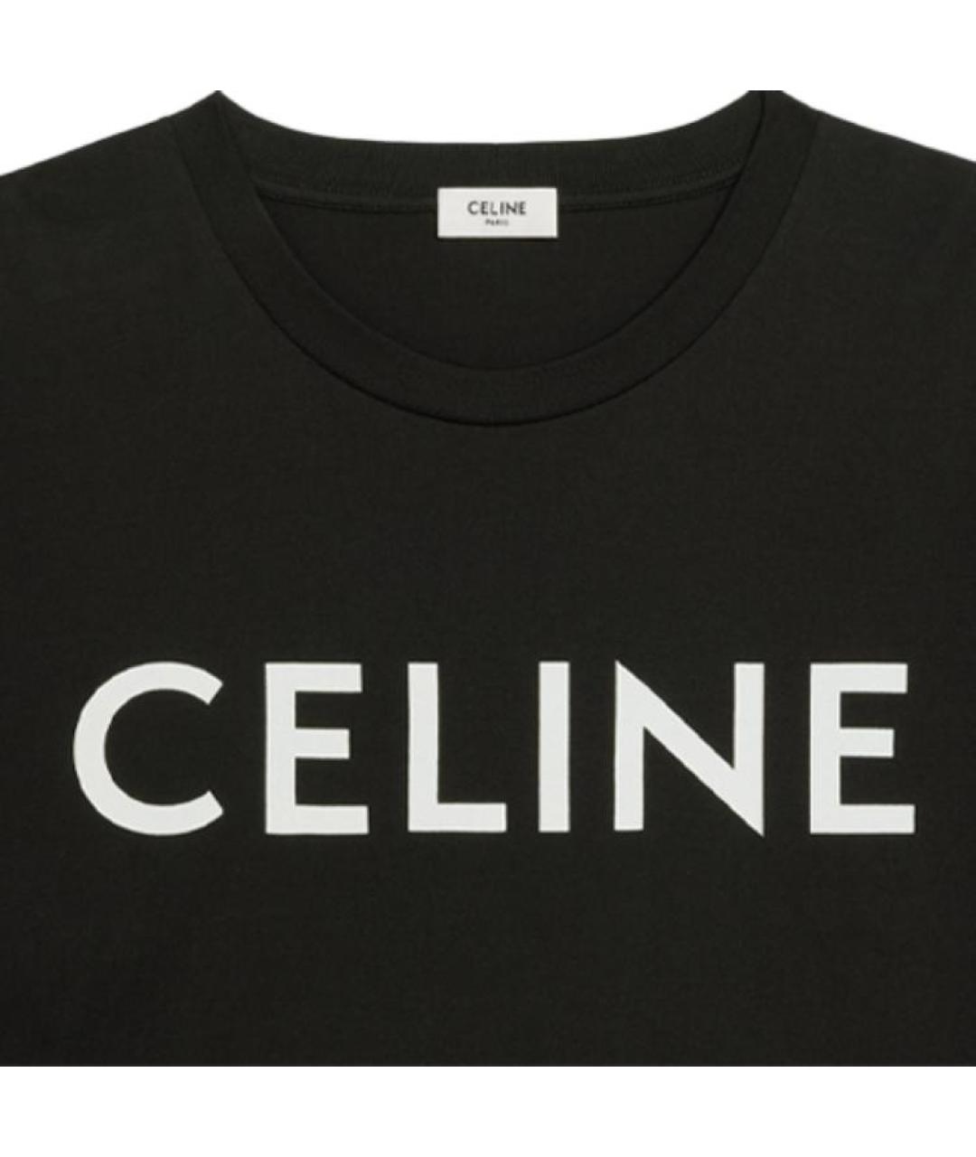 CELINE Черная хлопковая футболка, фото 4