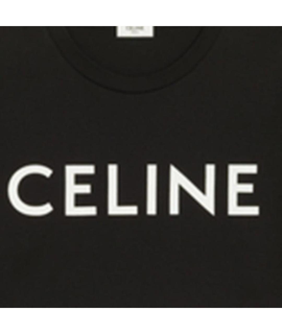 CELINE Черная хлопковая футболка, фото 3