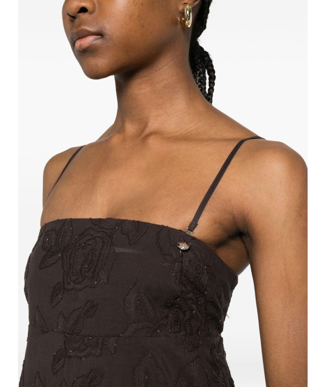 LIU JO Коричневое хлопковое коктейльное платье, фото 3