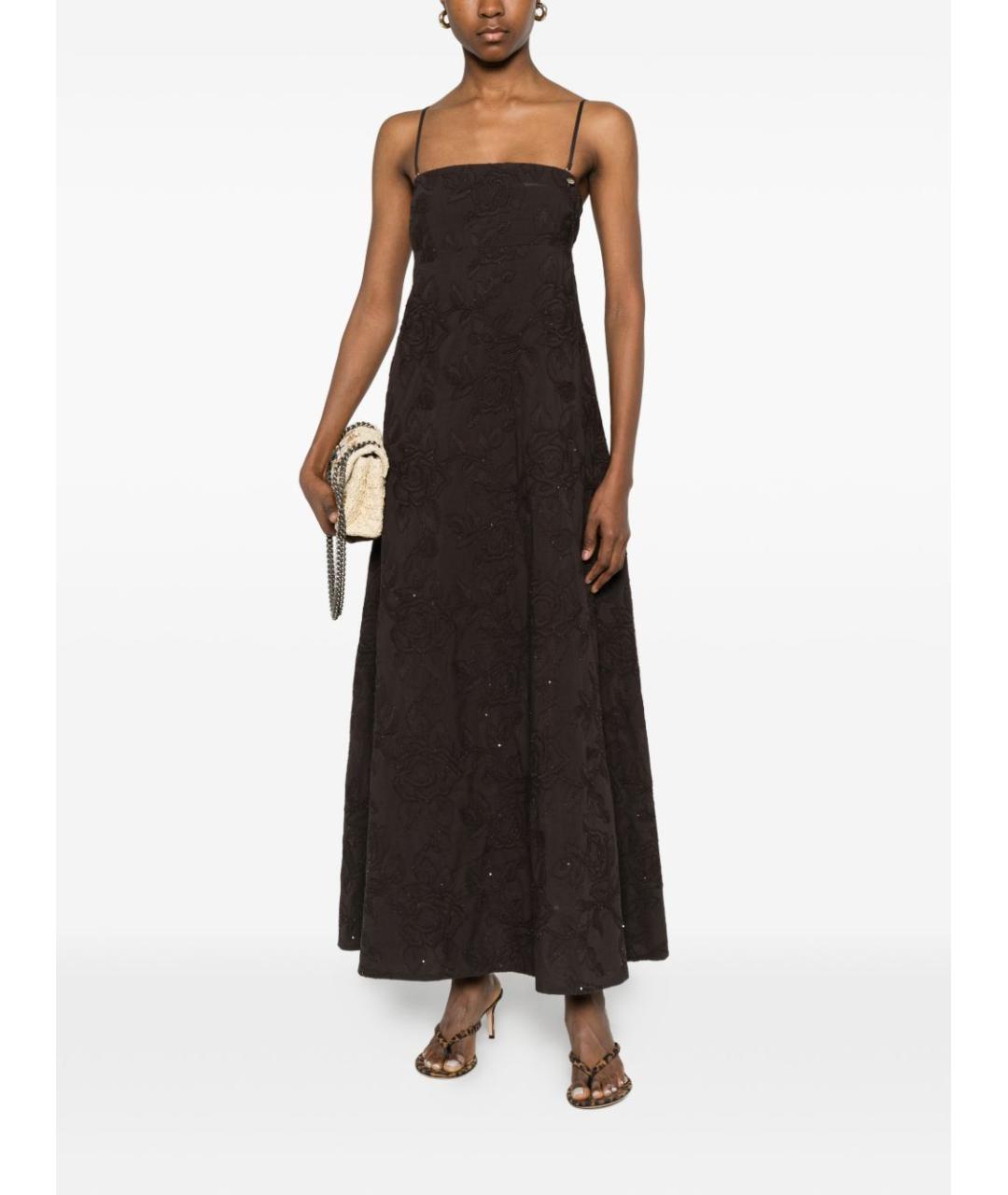 LIU JO Коричневое хлопковое коктейльное платье, фото 5