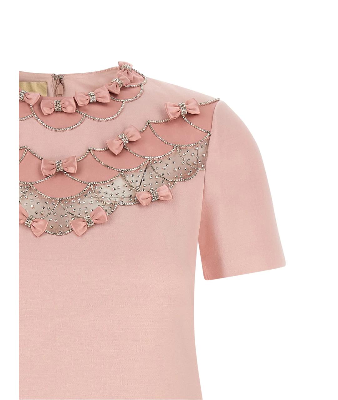 VALENTINO Розовое шерстяное коктейльное платье, фото 3