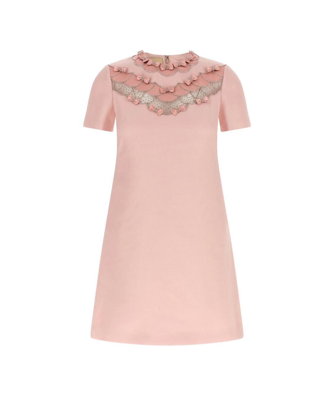 VALENTINO Розовое шерстяное коктейльное платье, фото 1