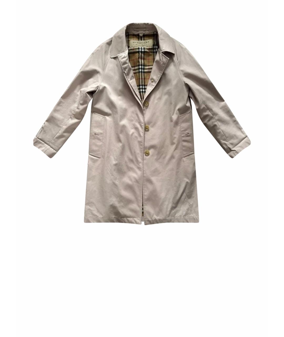 BURBERRY Розовый хлопковый тренч/плащ, фото 1