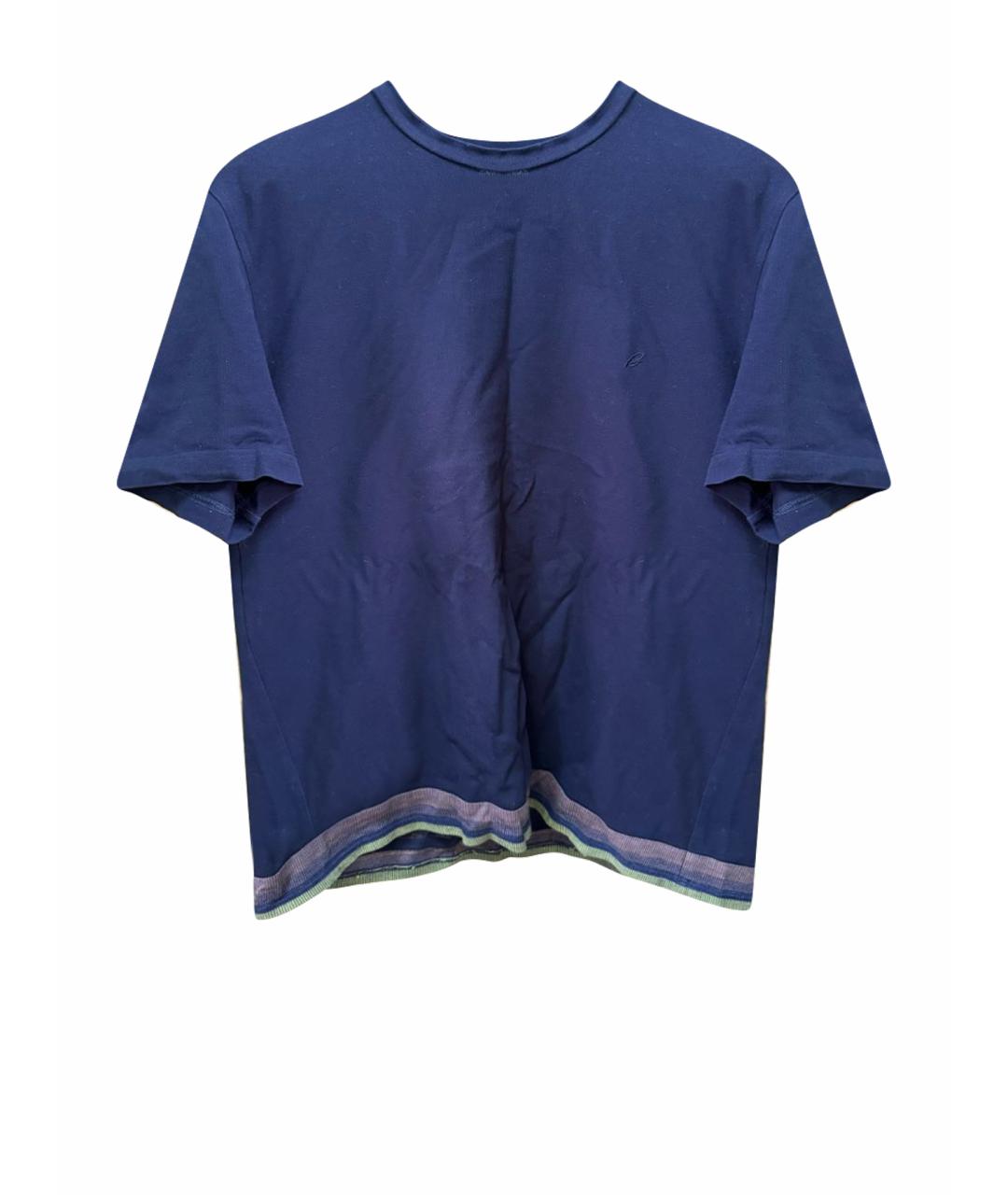 BRIONI Темно-синее хлопковое поло с коротким рукавом, фото 1