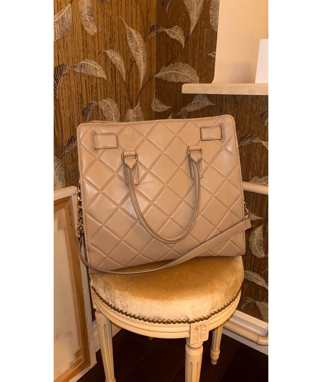 MICHAEL KORS Бежевая кожаная сумка через плечо, фото 2